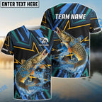 BlueJose Pike Fishing Lightning Pattern Sport Custom Name & Team Name 3D Shirts