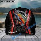 BlueJose Fishing Jumping Splash Action Red Black Tech Design Personalized Cap (13 Breeds)