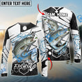 BlueJose Striped Bass Fishing White Gray Black Hexagon Sport Custom Name & Team Name 3D Shirts