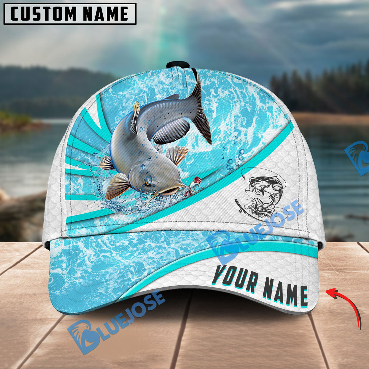 BlueJose Catfish Fishing Water Tornado Personalized Cap