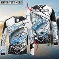 BlueJose Salmon Fishing White Gray Black Hexagon Sport Custom Name & Team Name 3D Shirts