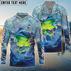 BlueJose Mahimahi Fishing American Flag Seawave Custom Name & Team Name 3D Shirts