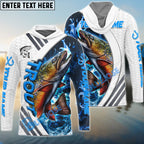 BlueJose Trout Fishing White Blue Lava Sport Custom Name & Team Name 3D Shirts