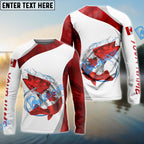 BlueJose Walleye Fishing Canada Flag Patriotic Fishing Jerseys, Personalized Walleye Fishing Long Sleeve Shirts