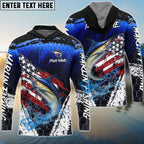 BlueJose Marlin Fishing Dark Blue Scratch American Flag scratch Sport Custom Name & Team Name 3D Shirts