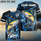 BlueJose Tuna Fishing Blue Smoke Custom Name & Team Name 3D Shirts