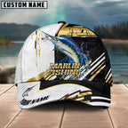 BlueJose Fishing Hook Graphic & Jumping Fish Art Personalized Cap (Tuna, Marlin, Mahi-Mahi, Pike, Bass, Walleye, Trout, Crappie)