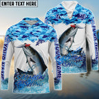 BlueJose Salmon Fishing Blue Water Camo Custom Name & Team Name 3D Shirts