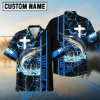 BlueJose Marlin Fishing Blue Cross Pattern Custom Name & Team Name 3D Shirts