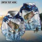 BlueJose Bass Fishing Blue Camo Clear Water Custom Name & Team Name 3D Shirts