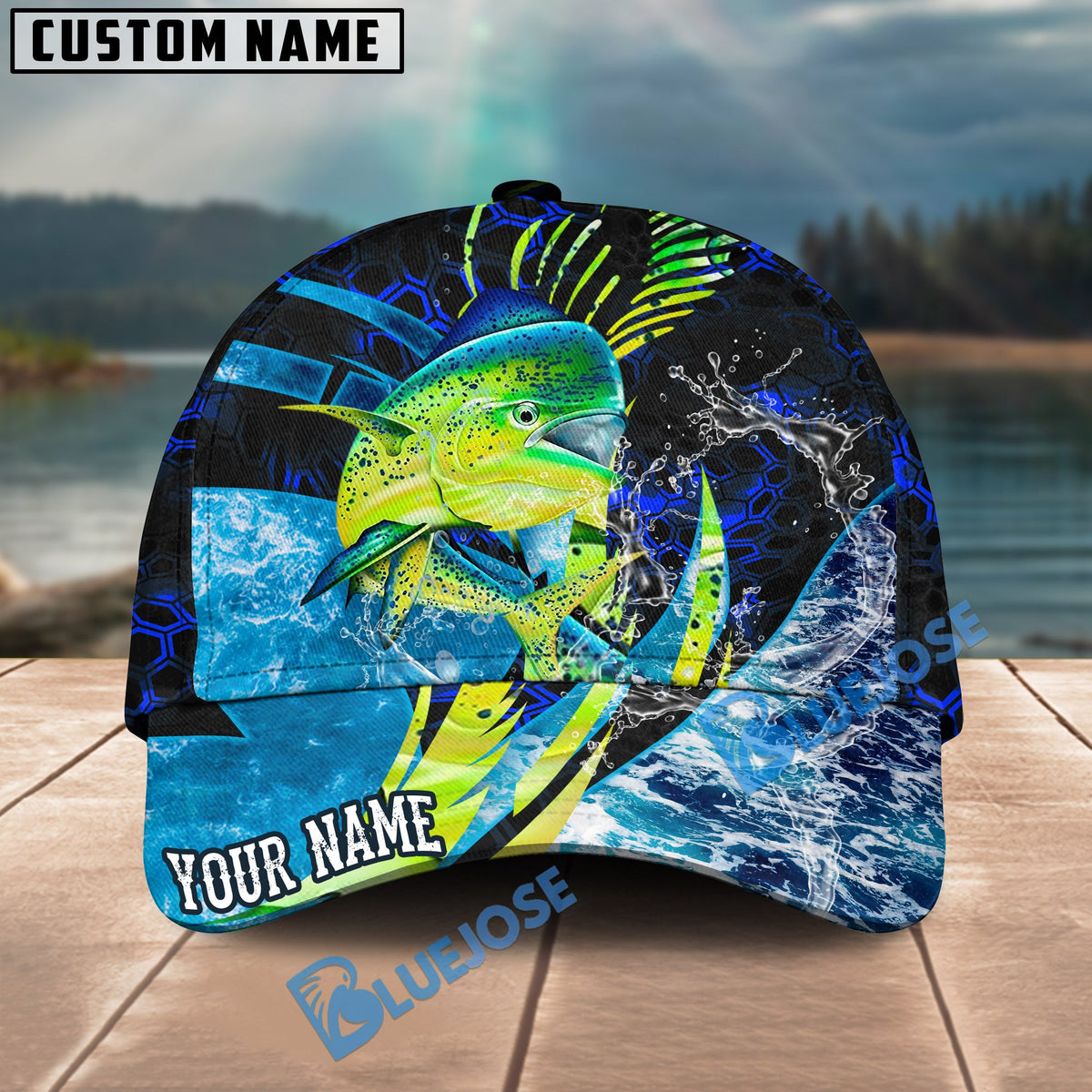 BlueJose Fishing Tailored Tides Pattern Personalized Cap (11 Breeds)