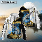 BlueJose Marlin Fishing Hook Graphic & Jumping Fish Art Custom Name & Team Name 3D Shirts