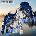 BlueJose Bass Fishing Dark Blue Skin Sport Custom Name Windbreaker Jacket