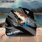 BlueJose Fishing Gray Jumping Water Splash Graphic Personalized Cap (13 Breeds)