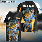 BlueJose Walleye Fishing Black Gold Design Pattern Custom Name & Team Name 3D Shirts