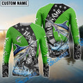 BlueJose Marlin Fishing American Flag Green Stars Custom Name & Team Name 3D Shirts