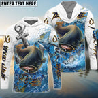 BlueJose Catfish Fishing Anchor Ocean Splash Design Name & Team Name 3D Shirts