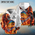 BlueJose Fishing Red Fire Flame Smoke Design Custom Name & Team Name 3D Shirts (12 Breeds)