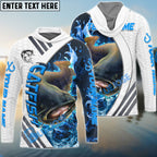 BlueJose Catfish Fishing White Blue Lava Sport Custom Name & Team Name 3D Shirts