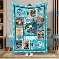 BlueJose Let's Go Fishing Cyan Fishing Blanket