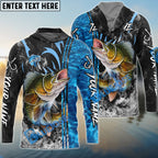 BlueJose Walleye Fishing Sparkling Water Smoke Pattern Design Custom Name & Team Name 3D Shirts