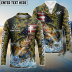 BlueJose Bass Fishing American Flag Camo Cross Skin Custom Name & Team Name 3D Shirts