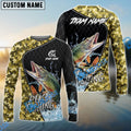 BlueJose Pike Fishing Camo Grid Water Pattern Graphic Custom Name & Team Name 3D Shirts