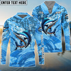 BlueJose Marlin Fishing Catch The Blue Wave Custom Name & Team Name 3D Shirts