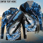BlueJose Chinook Fishing Blue Smoke Water Pattern Custom Name & Team Name 3D Shirts