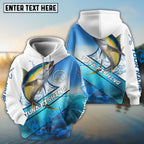 BlueJose Personalized Tuna Fishing Blue Sea Camo Fishing Long Sleeve, Custom Tuna Saltwater Fishing