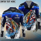 BlueJose Trout Fishing Dark Blue Scratch American Flag scratch Sport Custom Name & Team Name 3D Shirts