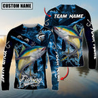 BlueJose Tuna Fishing Blue Smoke Custom Name & Team Name 3D Shirts