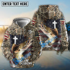 BlueJose Walleye Fishing Cross Camo Custom Name & Team Name 3D Shirts