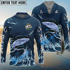 BlueJose Catfish Fishing Navy Water Pattern Custom Name & Team Name 3D Shirts