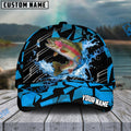 BlueJose Fishing Geometric Splash Dark Blue Pattern Personalized Name Classic 3D Cap Personalized Cap (13 Breeds)
