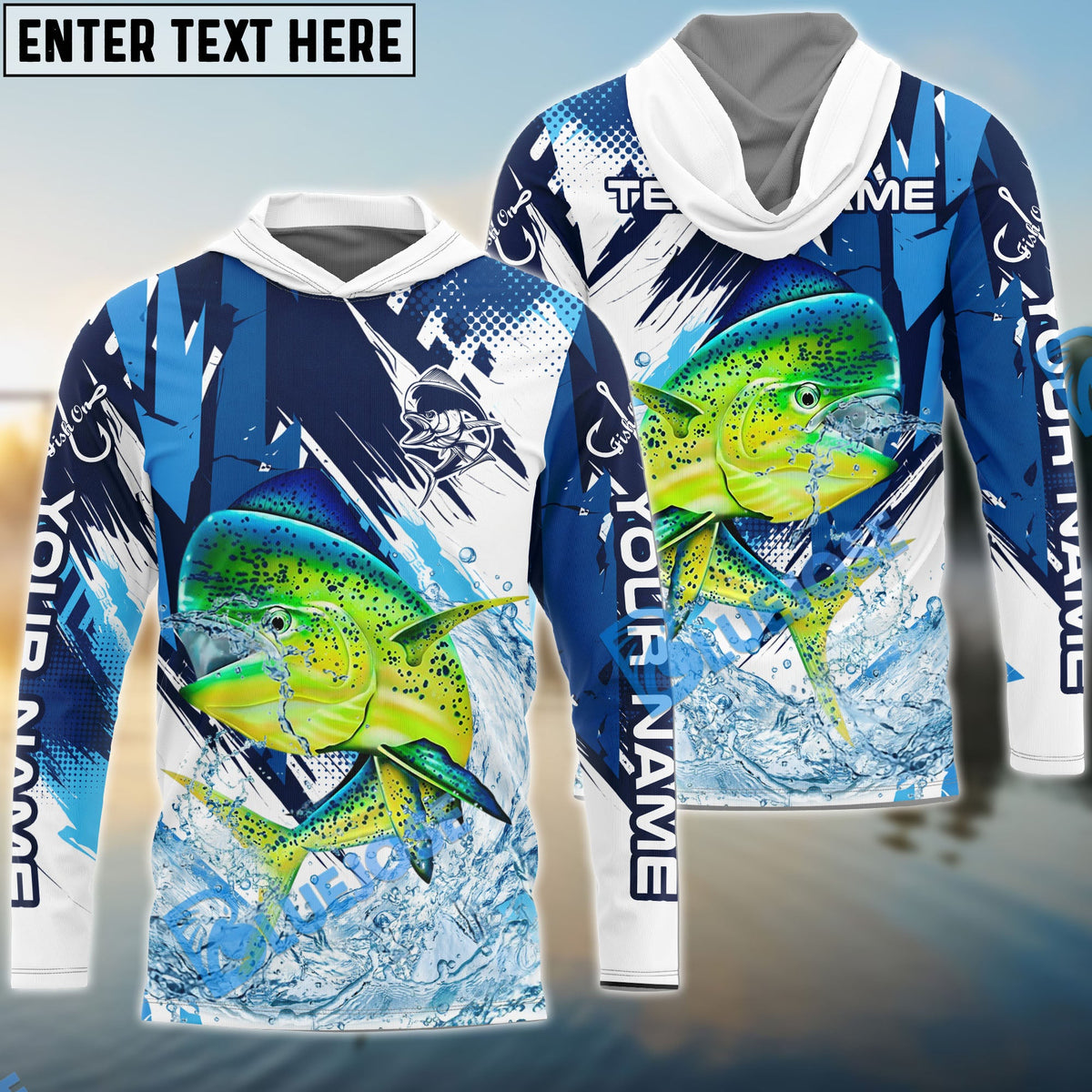 BlueJose Mahi-Mahi Fishing Technical Fish Scale Custom Name & Team Name 3D Shirts
