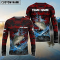 BlueJose Striped Bass Fishing Red Grunge Camo Design Name & Team Name 3D Shirts