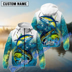 BlueJose Tuna Mahi-Mahi Wahoo  Offshore Fishing Tropical Fish Art Custom Name & Team Name 3D Shirts