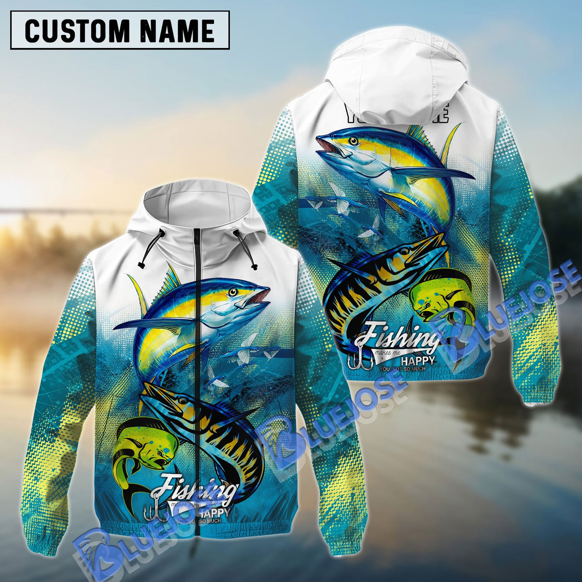 BlueJose Tuna Mahi-Mahi Wahoo  Offshore Fishing Tropical Fish Art Custom Name & Team Name 3D Shirts