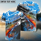BlueJose Trout Fishing Dynamic Water Splash Scale Pattern Custom Name & Team Name 3D Shirts