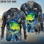 BlueJose Mahimahi Fishing Dark Skin Sport Custom Name & Team Name 3D Shirts