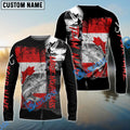 BlueJose Large Mouth Bass Fishing Black Canada Flag Sport Custom Name & Team Name 3D Shirts