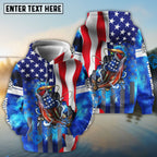 BlueJose Bass Fishing American Flag Patriotic Customize Name Fishing Shirt
