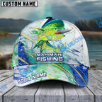 BlueJose Fishing Gold Premium Skinfish Pattern Personalized Cap (Bass, Trout, Walleye, Mahi-Mahi, Striped Bass, Crappie, Pike, Salmon)