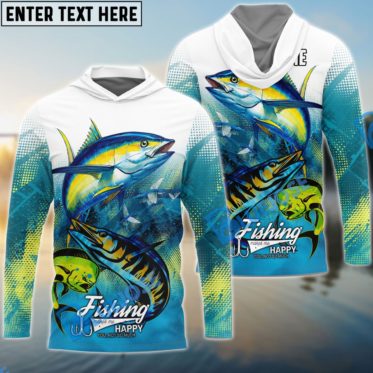 BlueJose Tuna Mahi-Mahi Wahoo  Offshore Fishing Tropical Fish Art Custom Name & Team Name 3D Shirts