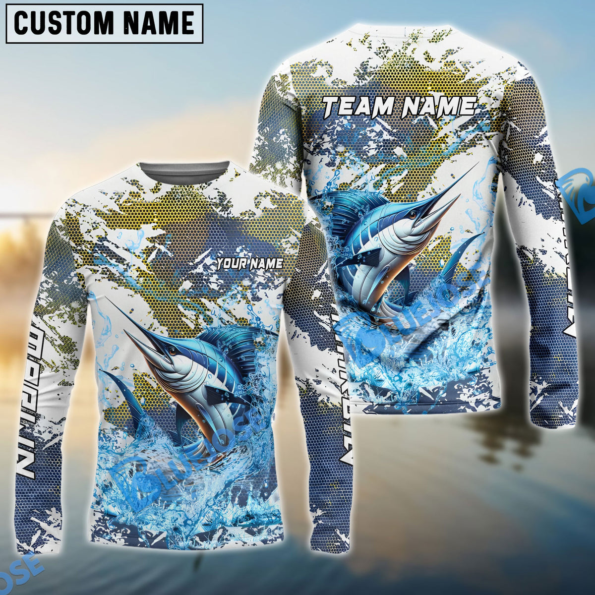 BlueJose Marlin Fishing Hooked On Victory Custom Name & Team Name 3D Shirts