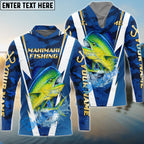BlueJose Mahi-mahi Fishing Blue Camo Performance Custom Name & Team Name 3D Shirts