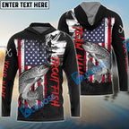 BlueJose Trout Fishing  Black US Flag Sport Custom Name & Team Name 3D Shirts