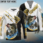 BlueJose Crappie Fishing Black Golden Hook Name & Team Name 3D Shirts