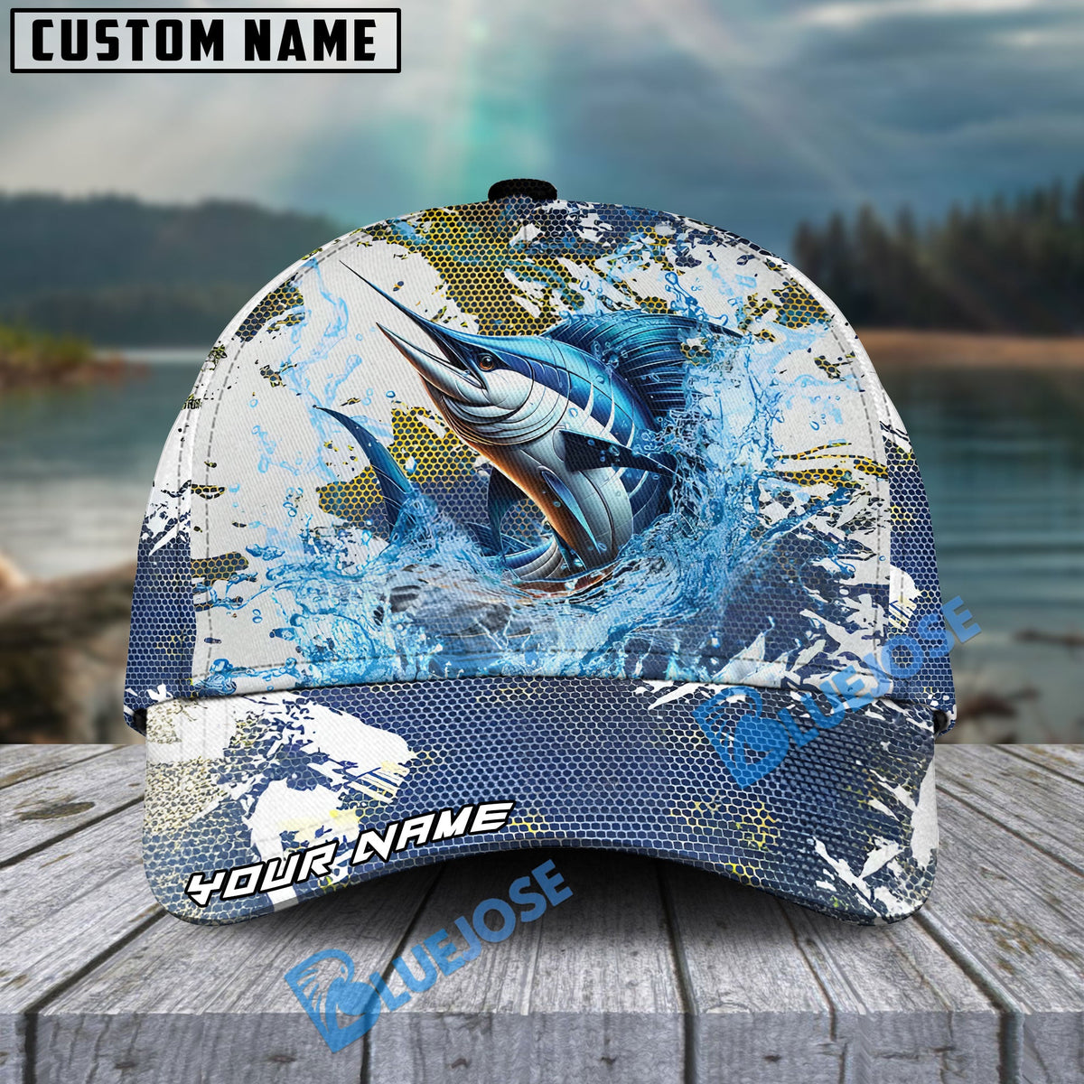 BlueJose Marlin Fishing Hooked On Victory Personalized Cap